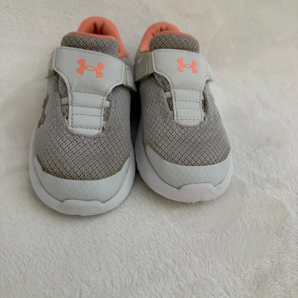 Under Armour Kids Toddler Gray Pink Hook and Loop‎ Sneakers Size 8K
